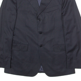 FERRE Mens Blazer Jacket Blue Wool Pinstripe L