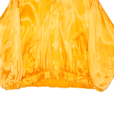 Ruched Trim Womens Bomber Jacket Orange 80s XL