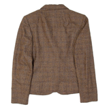 Womens Blazer Jacket Brown Wool 90s Plaid S