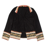 Western Inspired Womens Blazer Jacket Black Faux Suede Fair Isle S