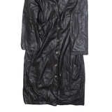 BERSHKA Womens Overcoat Jacket Black Faux Leather M