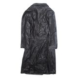 BERSHKA Womens Overcoat Jacket Black Faux Leather M