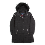 TOMMY HILFIGER Insulated Womens Puffer Coat Black Hooded S