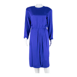 LIZ CLAIRBORN Womens Day Dress Blue Silk Spotted Long Sleeve Midi S