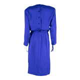 LIZ CLAIRBORN Womens Day Dress Blue Silk Spotted Long Sleeve Midi S