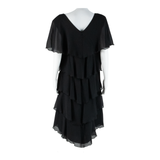 JUSTIN DAVID Womens Day Dress Black Short Sleeve Midi L