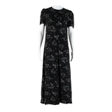 Womens Day Dress Black Floral Short Sleeve Long M