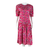 ERIKA'S PLACE Womens Day Dress Pink Floral Short Sleeve Midi M