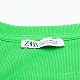 ZARA Womens Bodycon Dress Green Short Sleeve Midi M