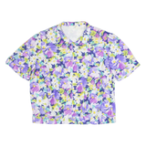 Womens Printed Blouse Purple Collared Floral XL