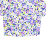 Womens Printed Blouse Purple Collared Floral XL