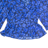 SPORTING DRESS Womens Printed Blouse Blue V-Neck Puff Sleeve Floral UK 14