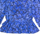 SPORTING DRESS Womens Printed Blouse Blue V-Neck Puff Sleeve Floral UK 14