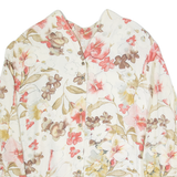 Womens Printed Blouse Cream V-Neck Long Sleeve 90s Floral UK 12