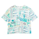 Womens Printed Blouse Blue Viscose Crazy Pattern L