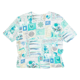 Womens Printed Blouse Blue Viscose Crazy Pattern L