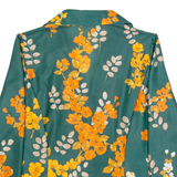 Womens Printed Blouse Green V-Neck Long Sleeve Floral M