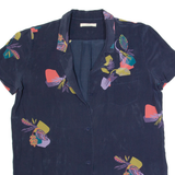 Womens Printed Blouse Purple V-Neck Floral M