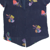 Womens Printed Blouse Purple V-Neck Floral M