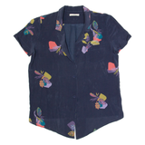 Womens Printed Blouse Purple V-Neck Floral M