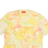 DEVERNOIS Womens Printed Blouse Yellow V-Neck Crazy Pattern XL