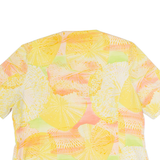 DEVERNOIS Womens Printed Blouse Yellow V-Neck Crazy Pattern XL