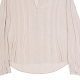 Womens Blouse Pink V-Neck Long Sleeve S