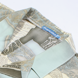 Womens Printed Blouse Green V-Neck Long Sleeve Crazy Pattern XL