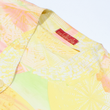 DEVERNOIS Womens Printed Blouse Yellow V-Neck Crazy Pattern XL