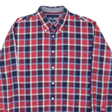TOMMY HILFIGER Mens Shirt Red Plaid Long Sleeve L