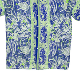 See Through Mens Shirt Green Crazy Pattern L