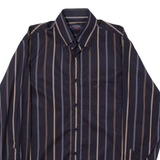 PAUL & SHARK Mens Shirt Brown Striped Long Sleeve L
