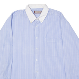 KINGS ROAD Mens Shirt Blue Striped Long Sleeve L