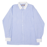 KINGS ROAD Mens Shirt Blue Striped Long Sleeve L
