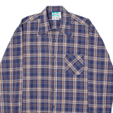 Mens Shirt Blue Plaid Long Sleeve XL