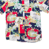 Pan Malt Womens Shirt Blue Viscose Colourblock UK 10