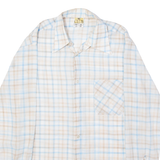 Mens Shirt White Viscose Plaid Long Sleeve M