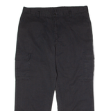 DICKIES Workwear Cargo Mens Twill Trousers Black Regular Wide-Leg W38 L30