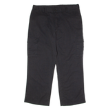 DICKIES Workwear Cargo Mens Twill Trousers Black Regular Wide-Leg W38 L30
