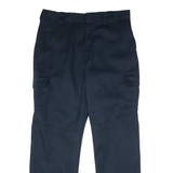 DICKIES Workwear Cargo Mens Twill Trousers Blue Relaxed Wide-Leg W38 L34