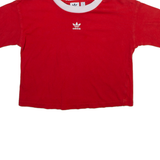 ADIDAS Cropped Womens T-Shirt Red UK 10