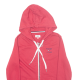 TOMMY JEANS Mens Red Hoodie Full Zip S