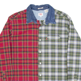 LEVI'S Stretch Mens Shirt Red Plaid Long Sleeve L