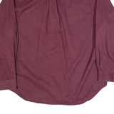 TOMMY HILFIGER Mens Plain Shirt Maroon 90s Long Sleeve L