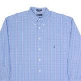NAUTICA Mens Shirt Blue Check Long Sleeve XL