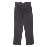 LEVI'S 724 High Rise Crop BIG E Womens Jeans Black Regular Straight W26 L25