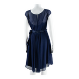 COAST Womens Fit & Flare Dress Blue Silk Short Sleeve Midi UK 10