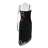 KAREN MILLEN Asymmetrical Womens Fit & Flare Dress Black Silk Sleeveless Midi S