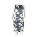 COAST Womens Bodycon Dress Grey Silk Floral Sleeveless Knee Length UK 8