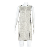 WHISTLES Womens Shift Dress Cream Animal Print Sleeveless Midi UK 6